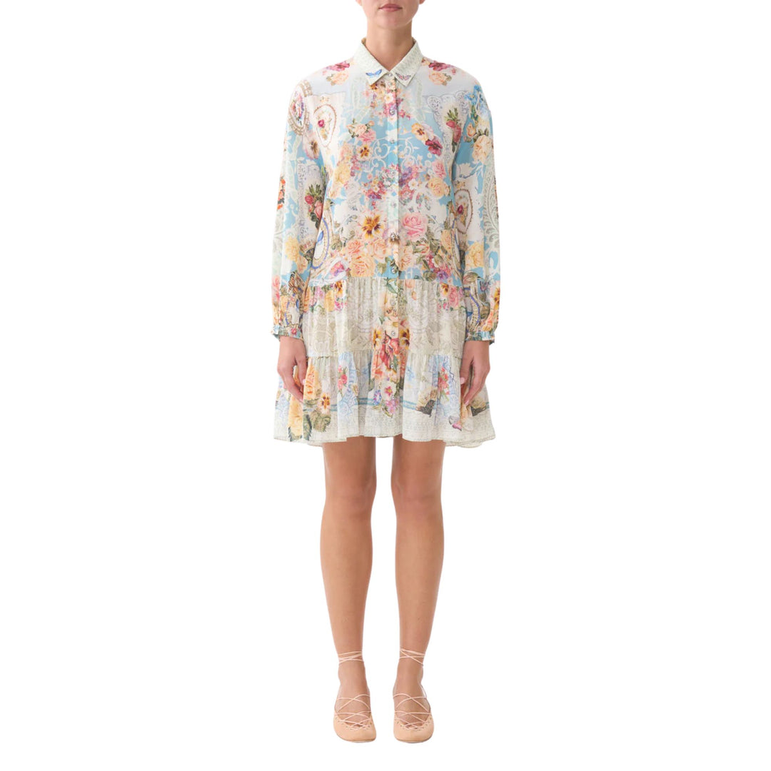 Long Sleeve Tiered Short Dress