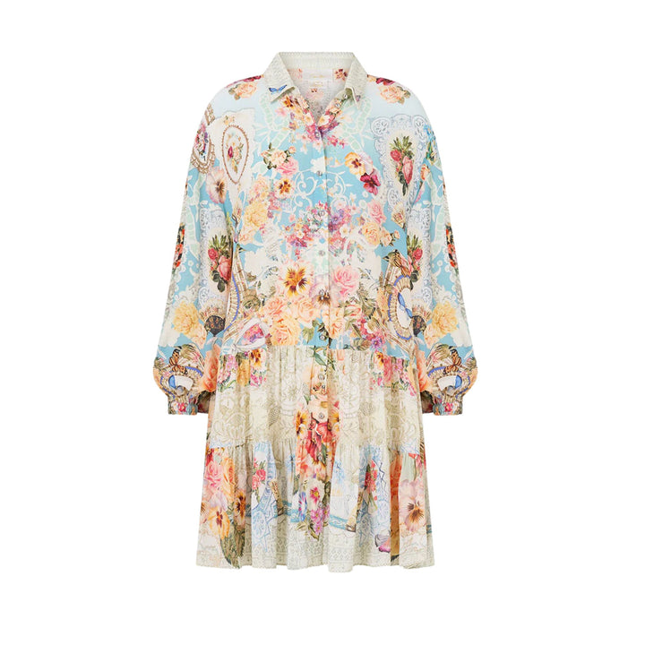 Long Sleeve Tiered Short Dress