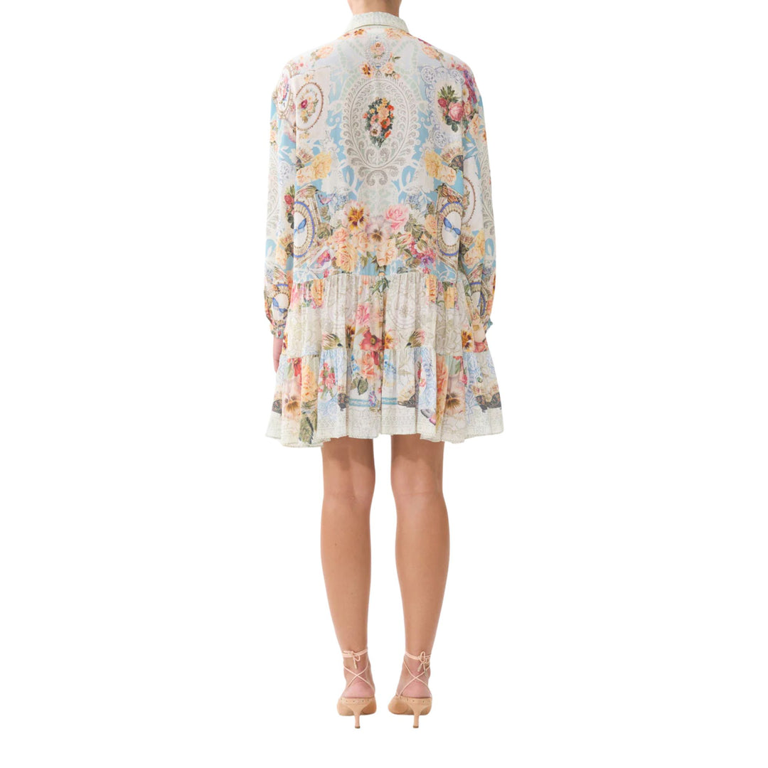 Long Sleeve Tiered Short Dress