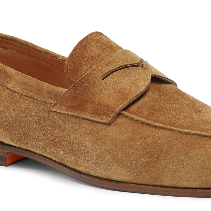 Carlos Suede Penny Loafers - Light Brown