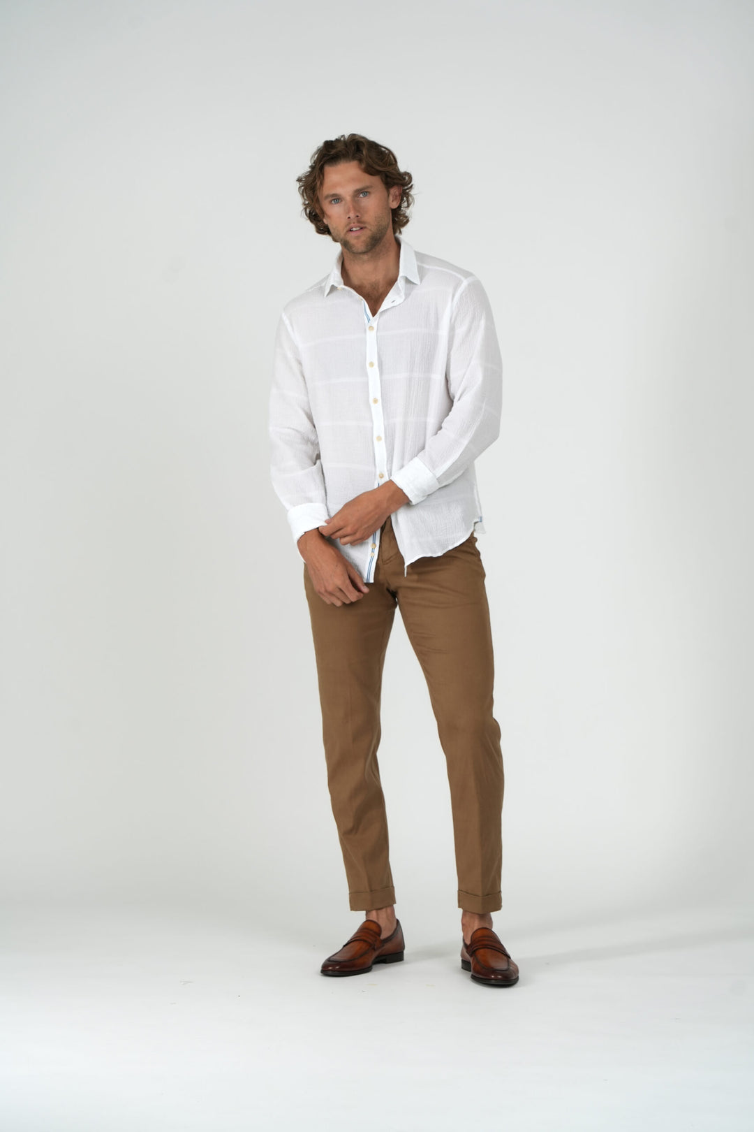 White Seersucker Sport Shirt
