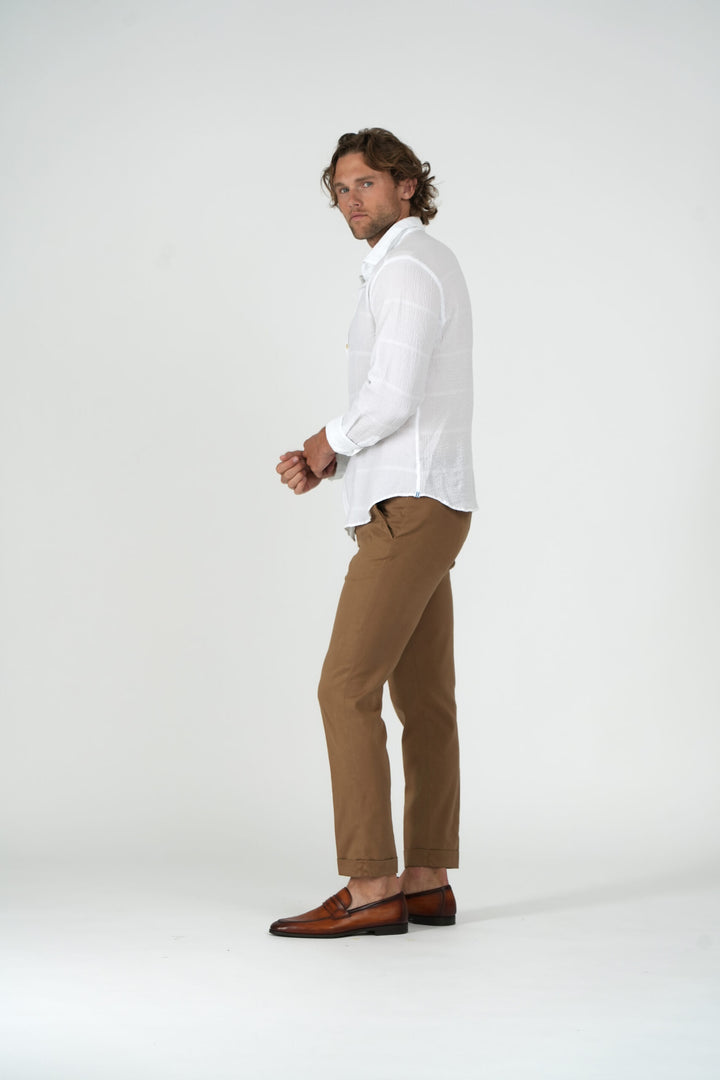 White Seersucker Sport Shirt