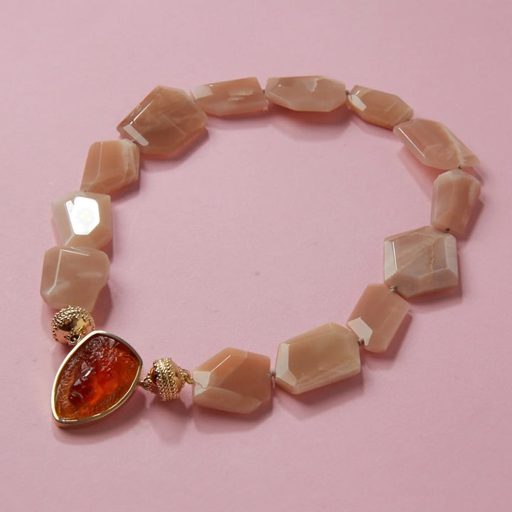 Cream Feldspar Pentagon Necklace