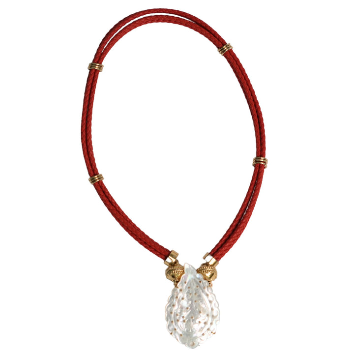 Aspen Braided Leather Dark Orange Necklace