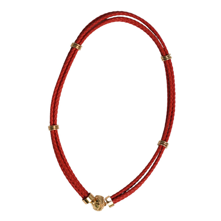 Aspen Braided Leather Dark Orange Necklace
