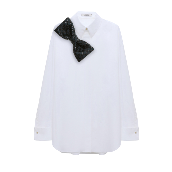 Poplin Power Blouse, White Graphite
