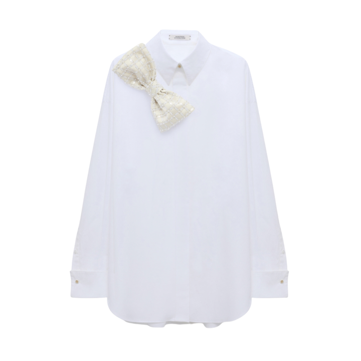 Poplin Power Blouse, White Pearl
