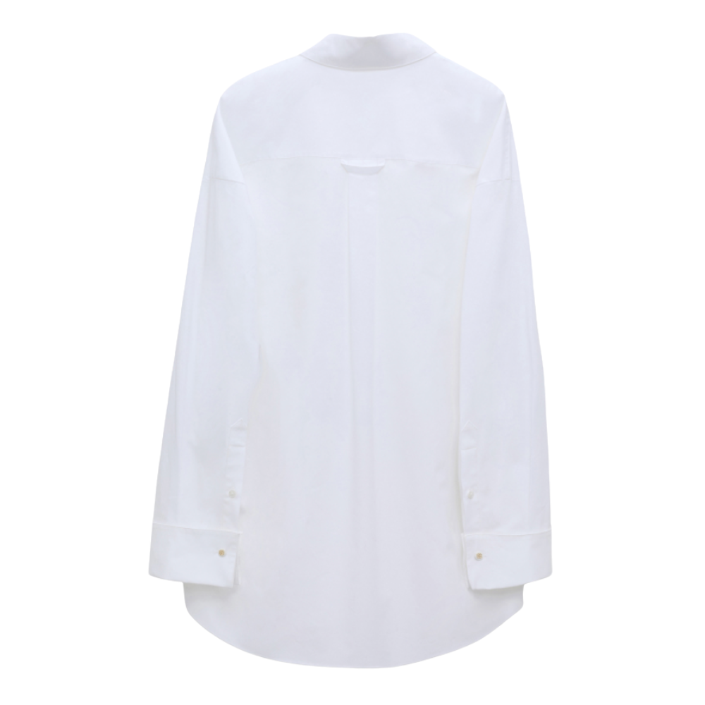Poplin Power Blouse, White Pearl