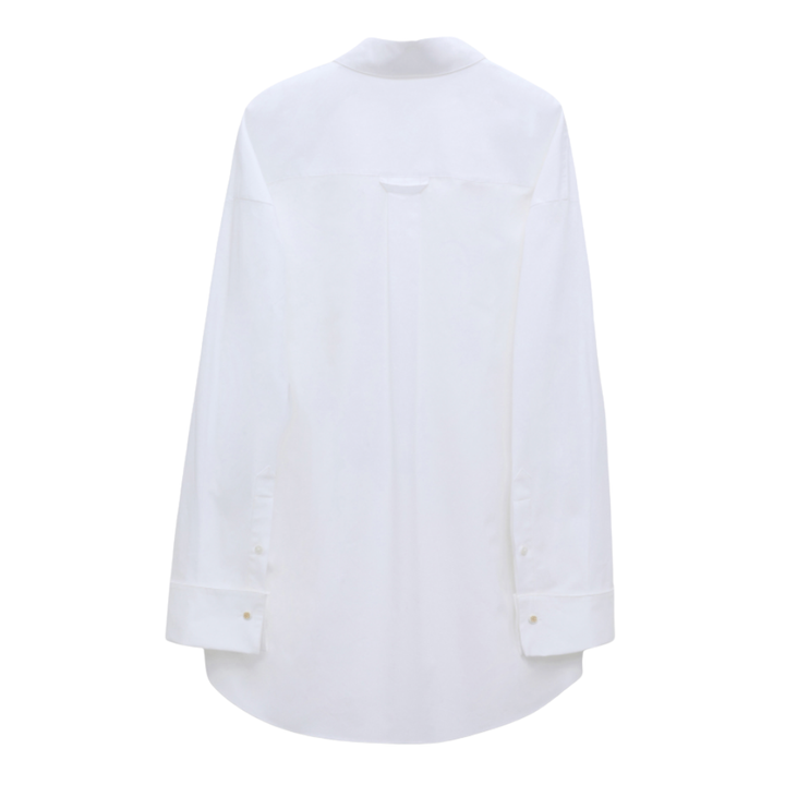Poplin Power Blouse, White Pearl