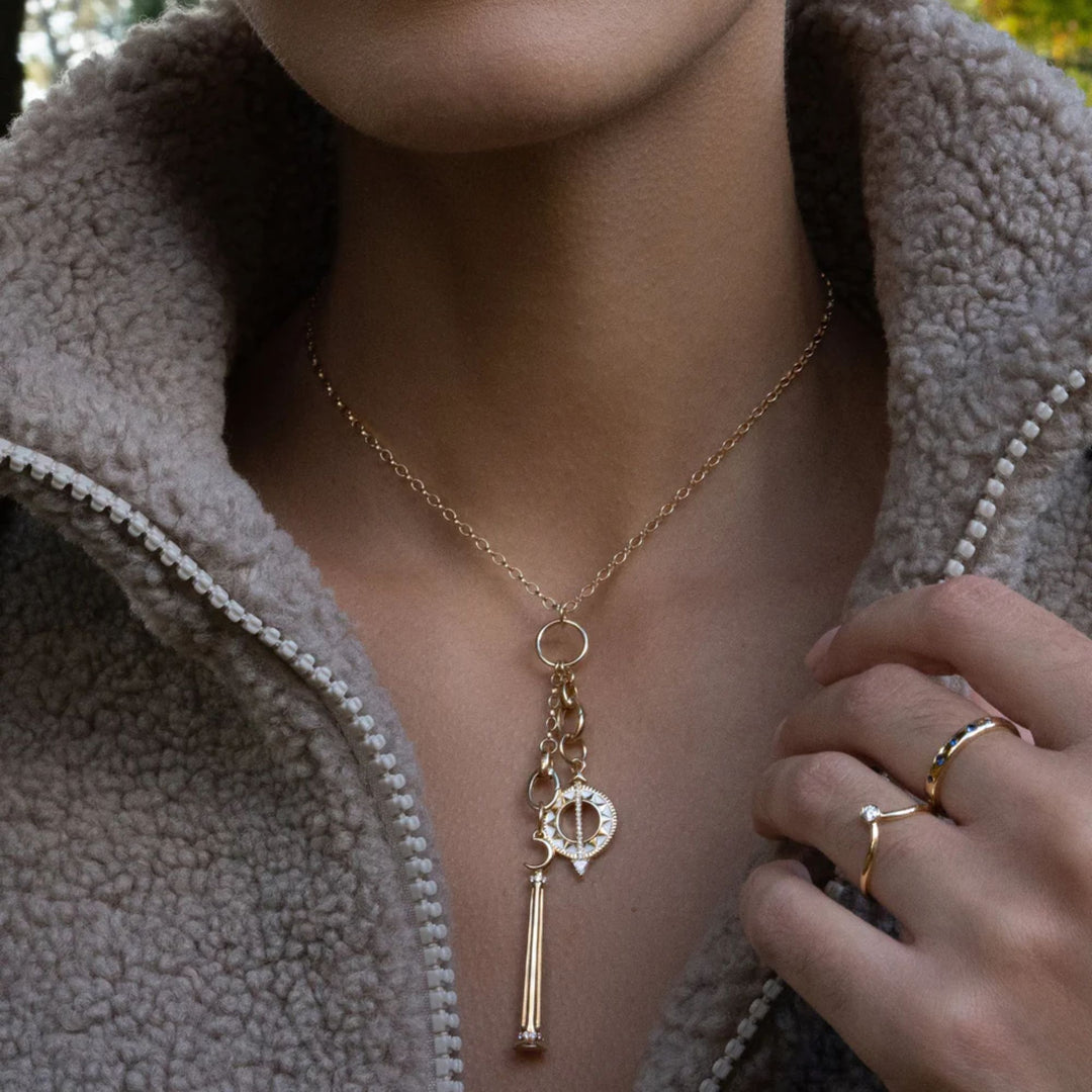 18k Gold 17" Small Belcher Charm Enhancer Chain