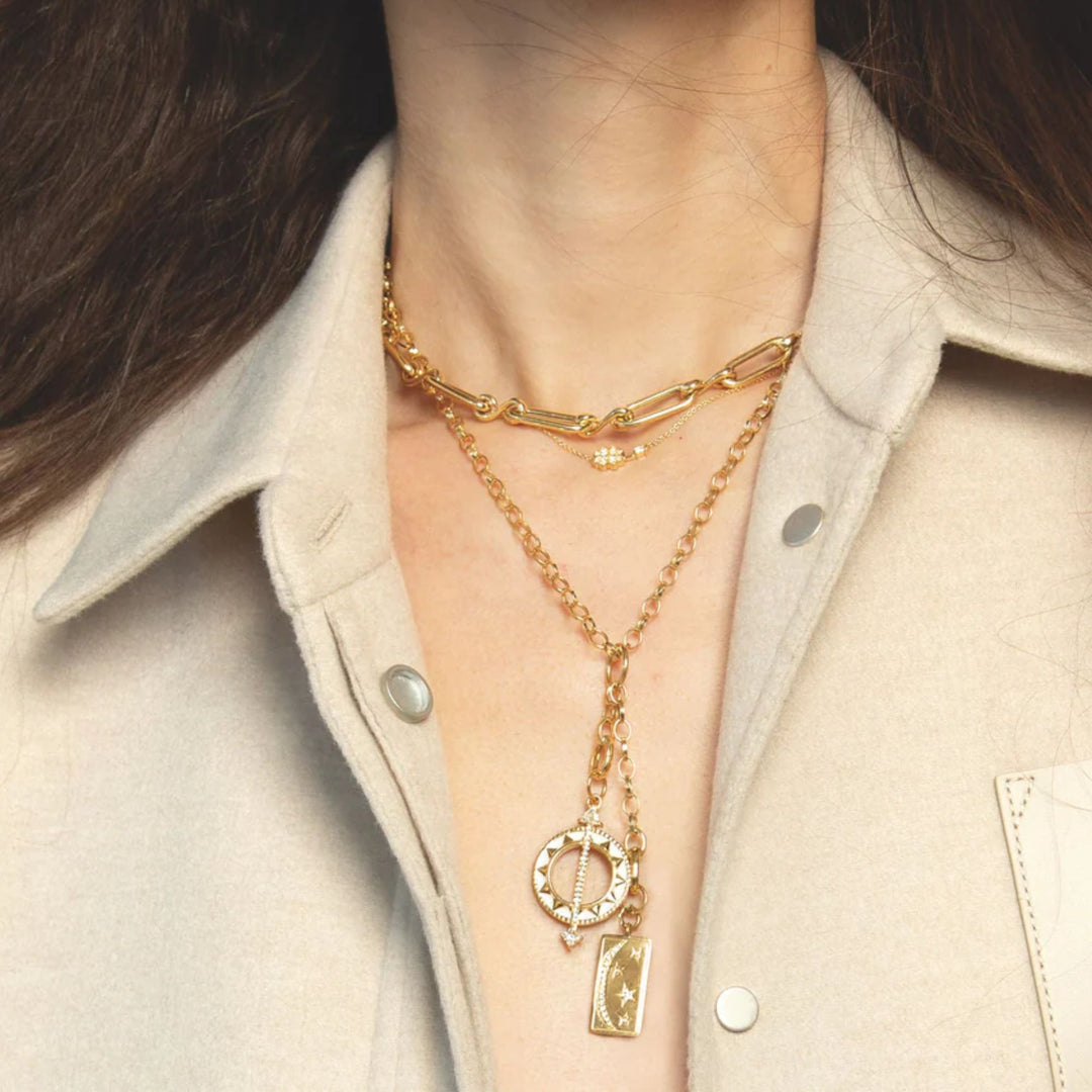 18k Gold 17" Small Belcher Charm Enhancer Chain