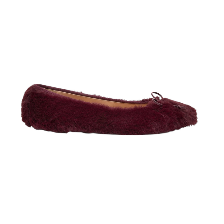 Lou Fur Flat in Burgundy