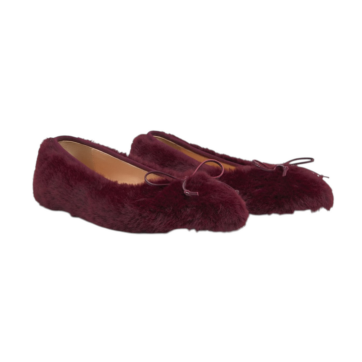 Lou Fur Flat in Burgundy