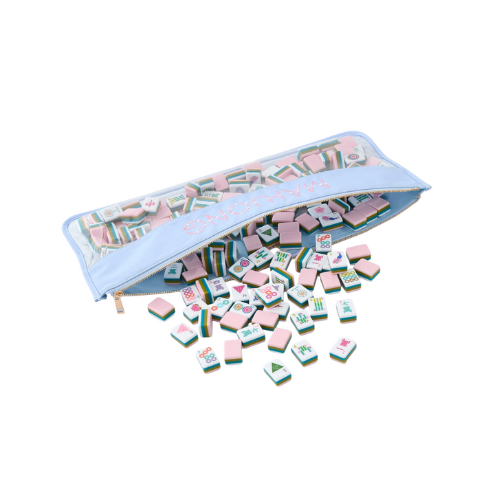 Light Blue Bamboo Mahjong Bag