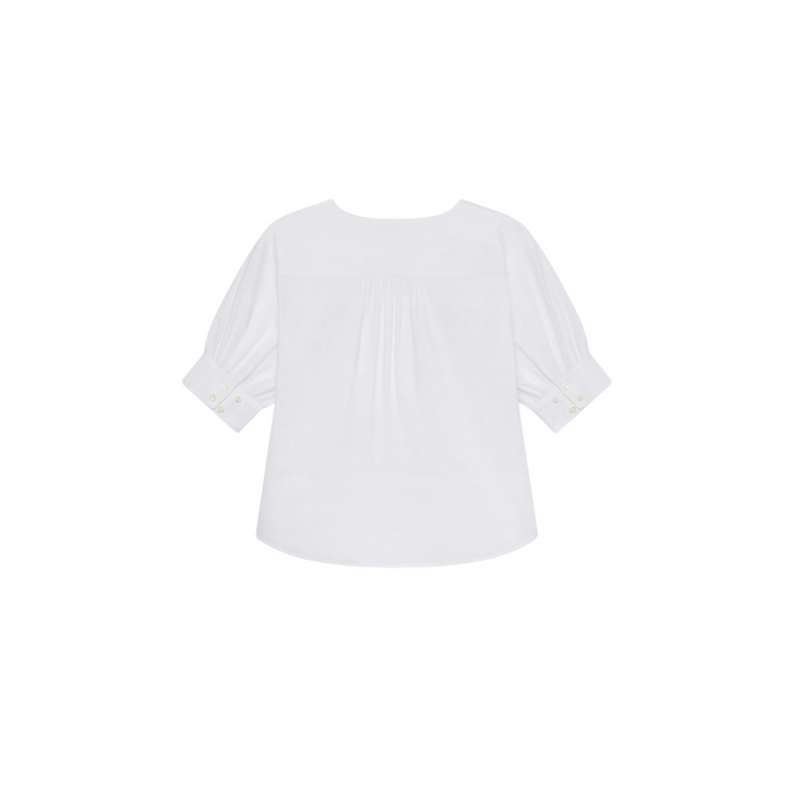 V-Neck Popover Top in White
