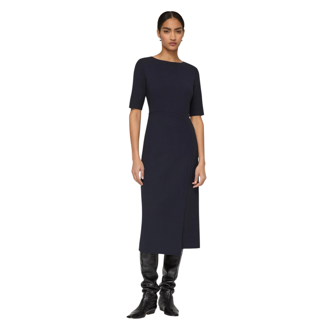 Faux Wrap A-line Dress in ink