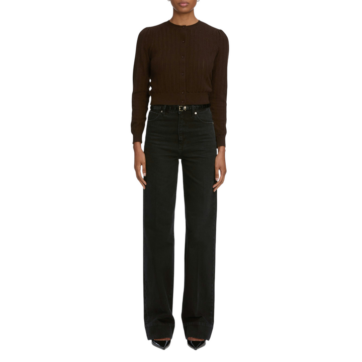 The Ladder Pointelle Cardigan in Coffee