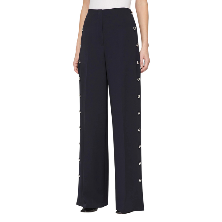Thames Wide Leg Pant with Button Slit in ink