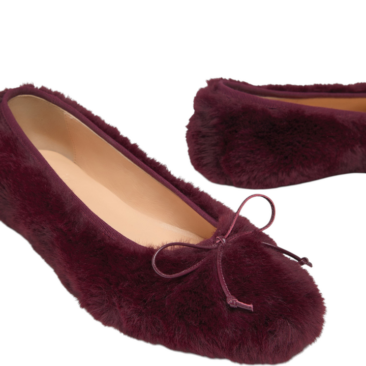 Lou Fur Flat in Burgundy