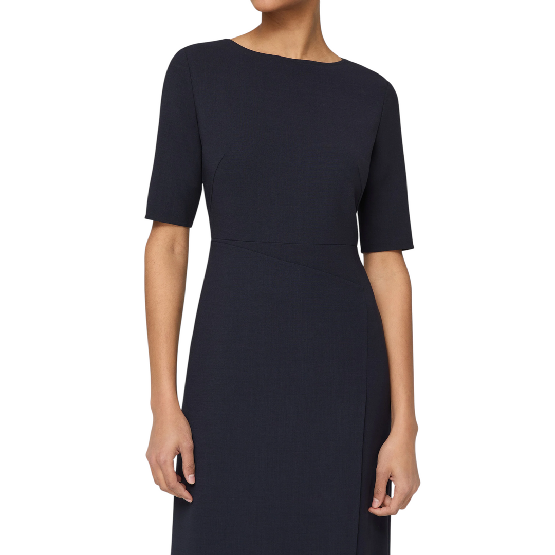 Faux Wrap A-line Dress in ink