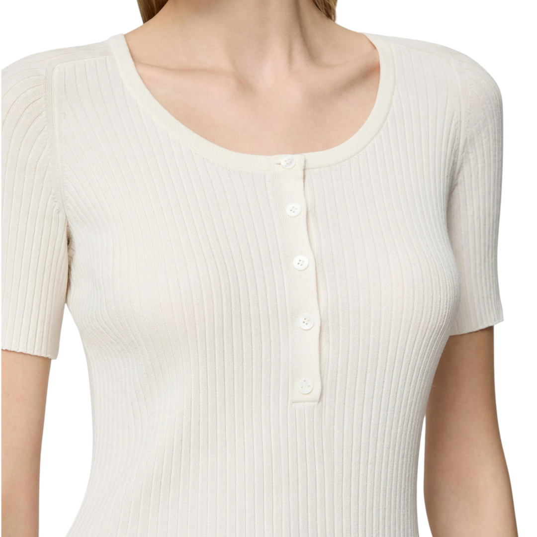 Ribbed Button Trimmed Sweater in cloud