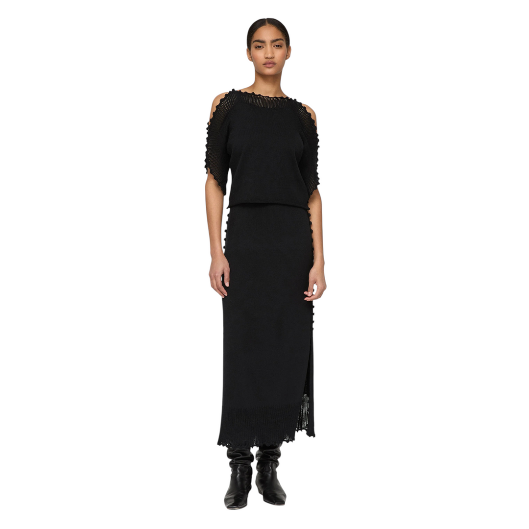Dolman Sweater with Hand Crochet Trim in black