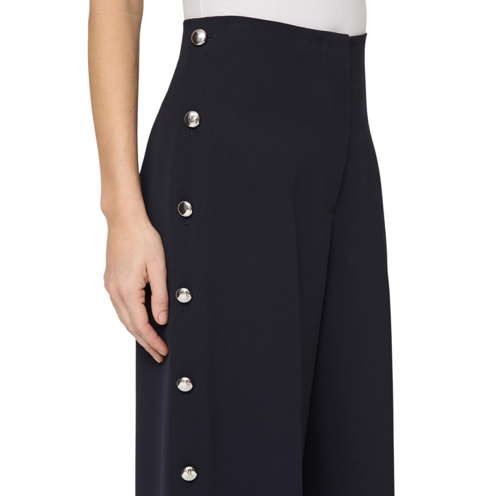 Thames Wide Leg Pant with Button Slit in ink