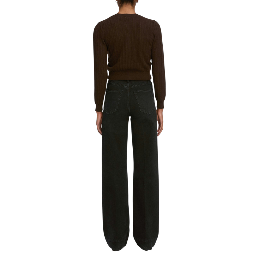 The Ladder Pointelle Cardigan in Coffee