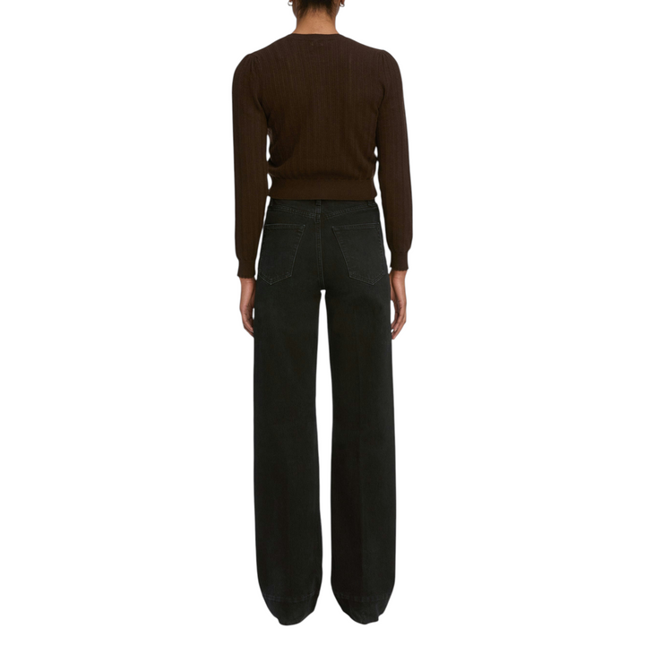 The Ladder Pointelle Cardigan in Coffee