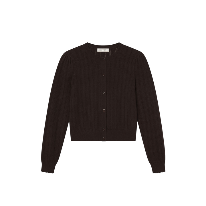 The Ladder Pointelle Cardigan in Coffee