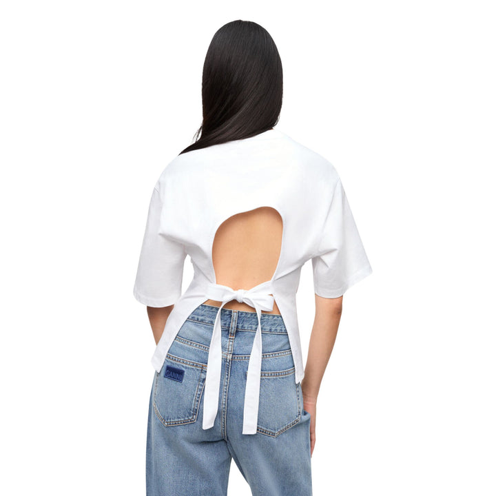 Heavy Cotton Tie Back Waisted T-Shirt - Bright White