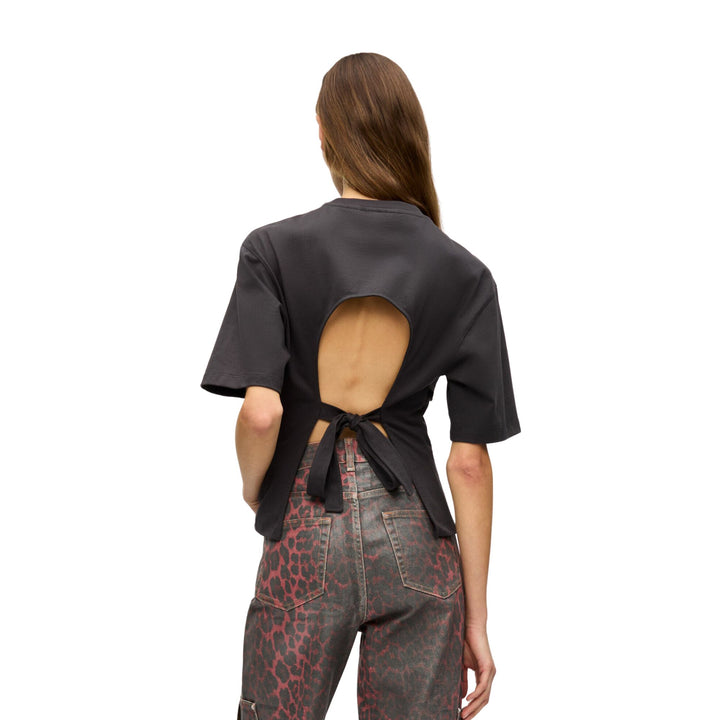 Heavy Cotton Tie Back Waisted T-Shirt - Phantom
