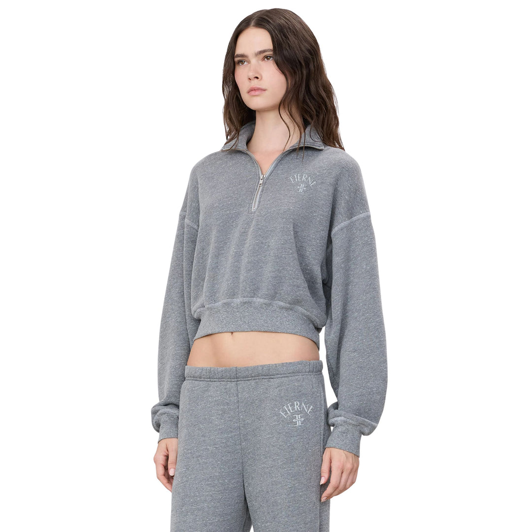 Cropped Half-Zip Sweatshirt