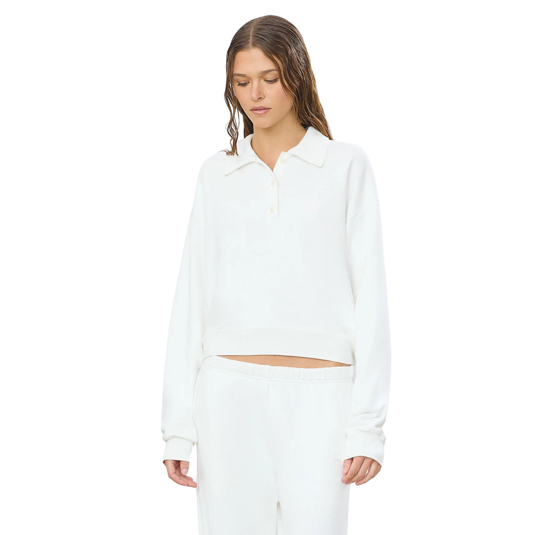 Cropped Polo Sweatshirt, White
