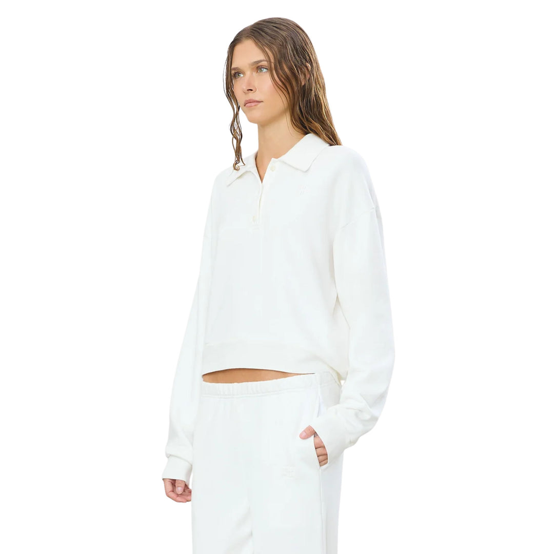 Cropped Polo Sweatshirt, White