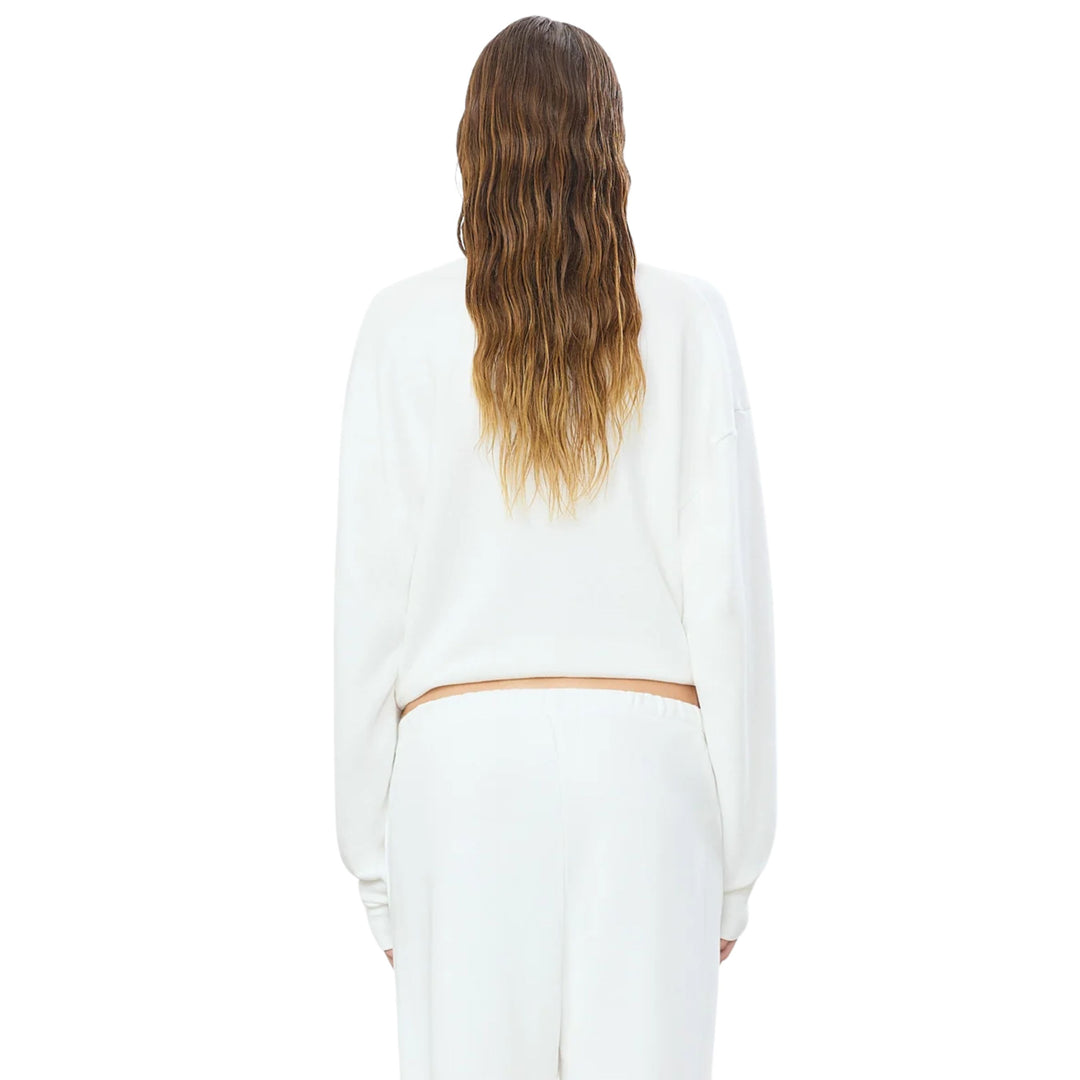 Cropped Polo Sweatshirt, White