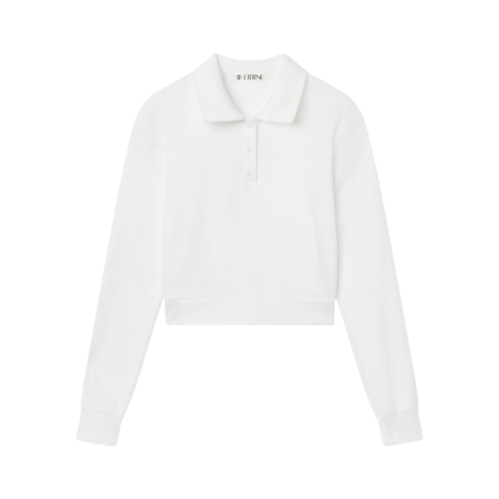 Cropped Polo Sweatshirt, White