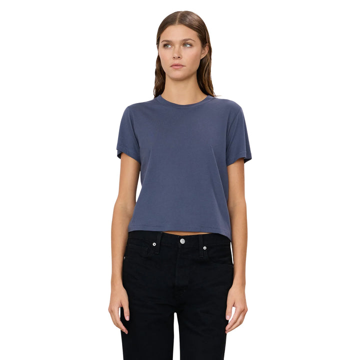 Short Sleeve Boxy Tee, Washed Navy