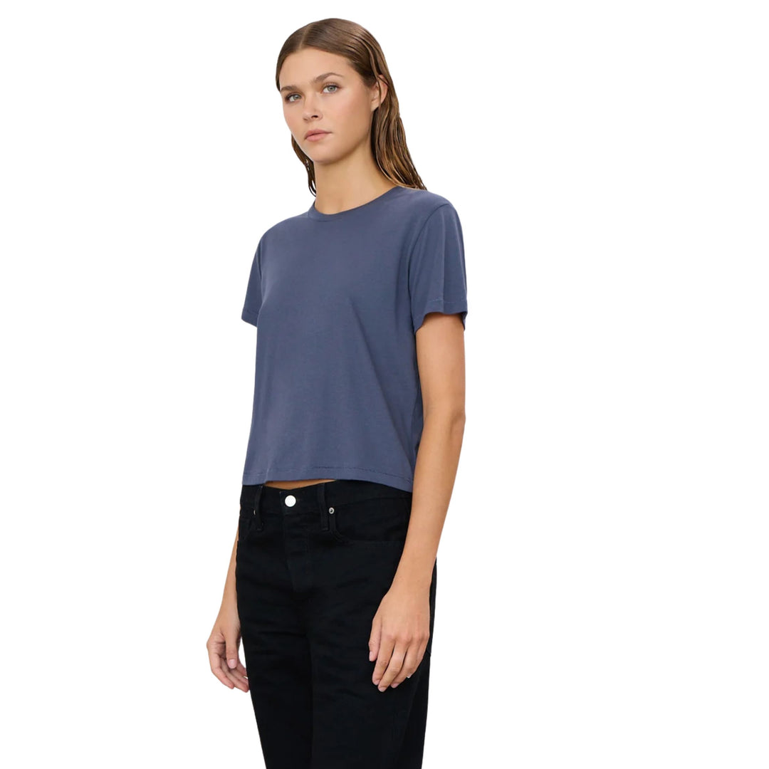 Short Sleeve Boxy Tee, Washed Navy