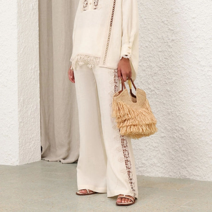 Illuminate Trimmed Flare Pant - Cream