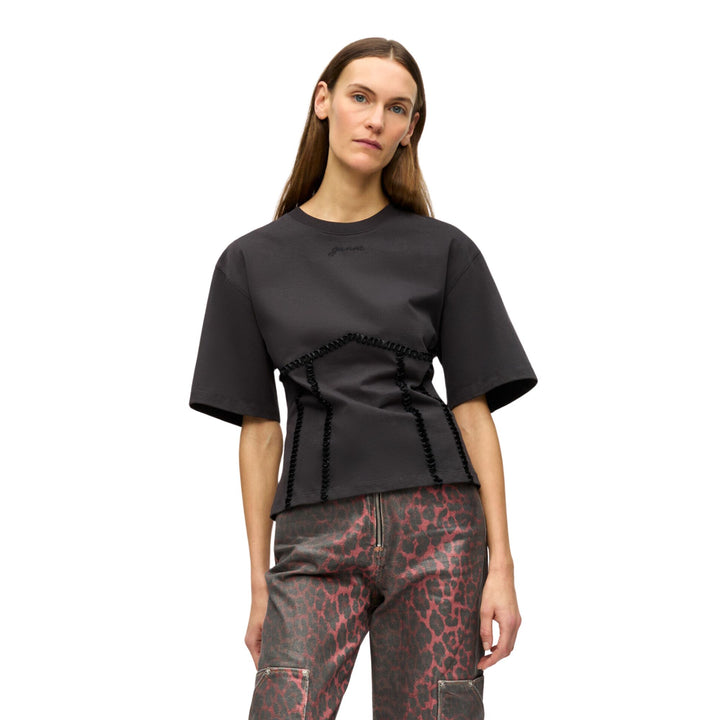Heavy Cotton Tie Back Waisted T-Shirt - Phantom