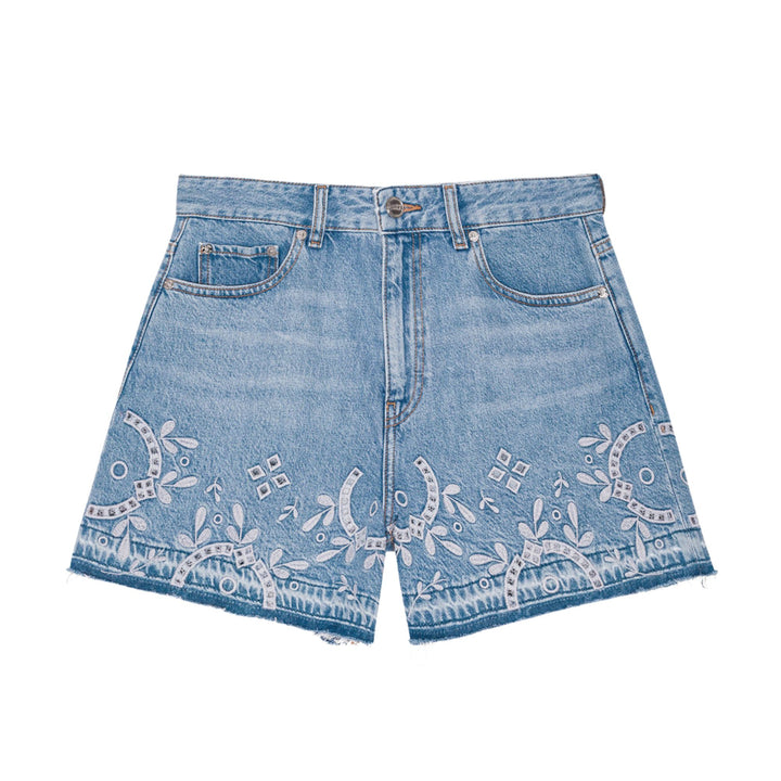 Broderie Anglaise Denim Shorts