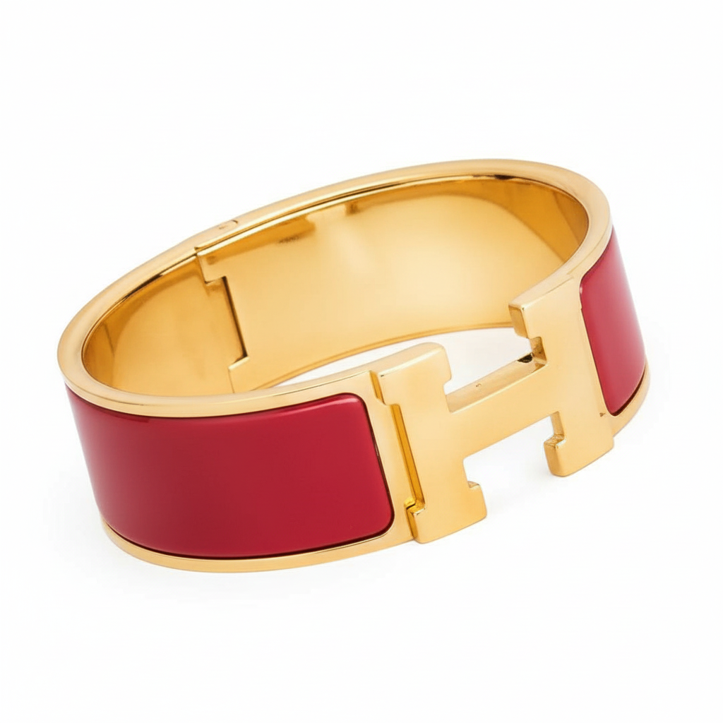 Hermès Red Wide Clic Clac Bracelet
