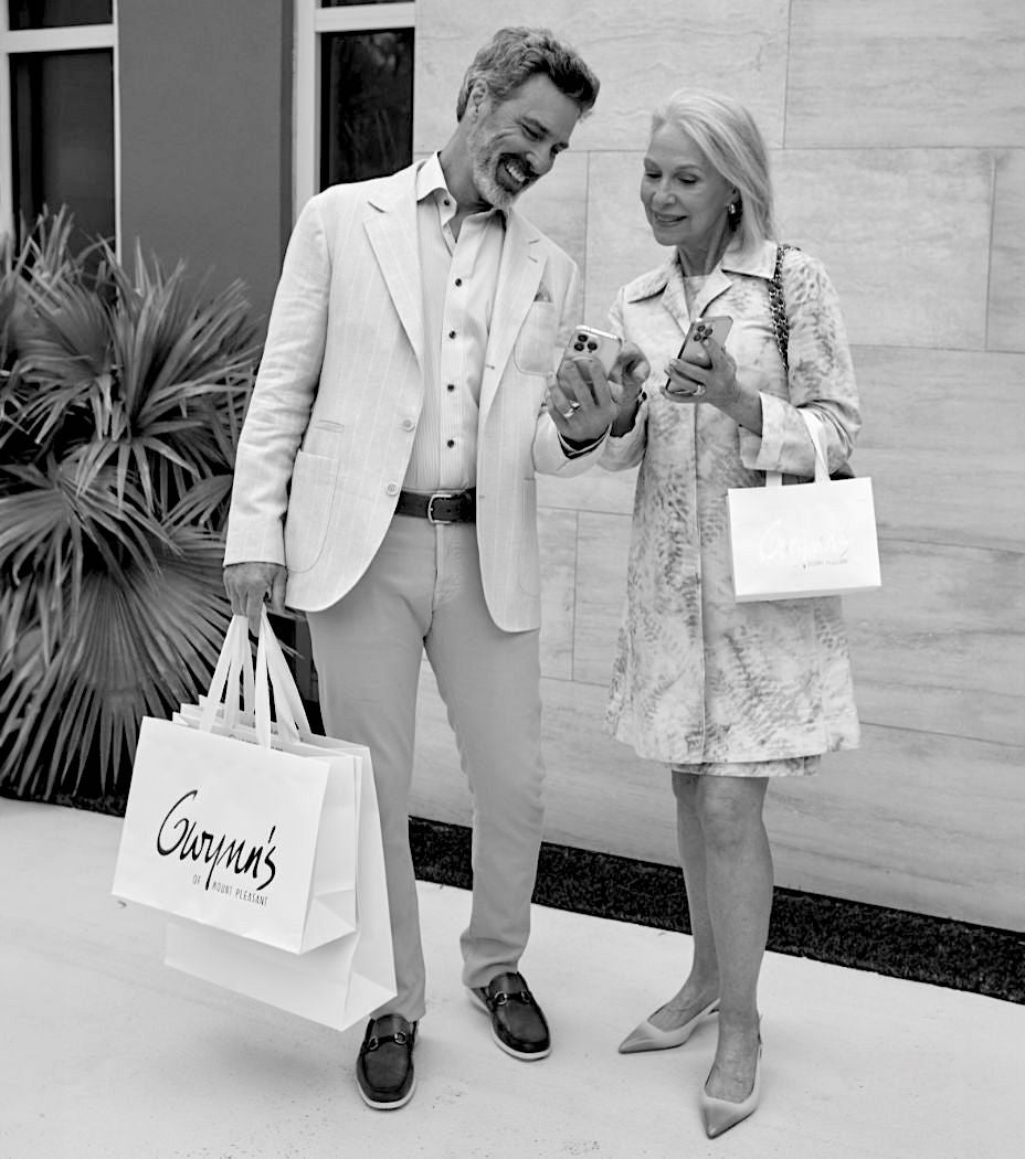 a couple shopping checks their points