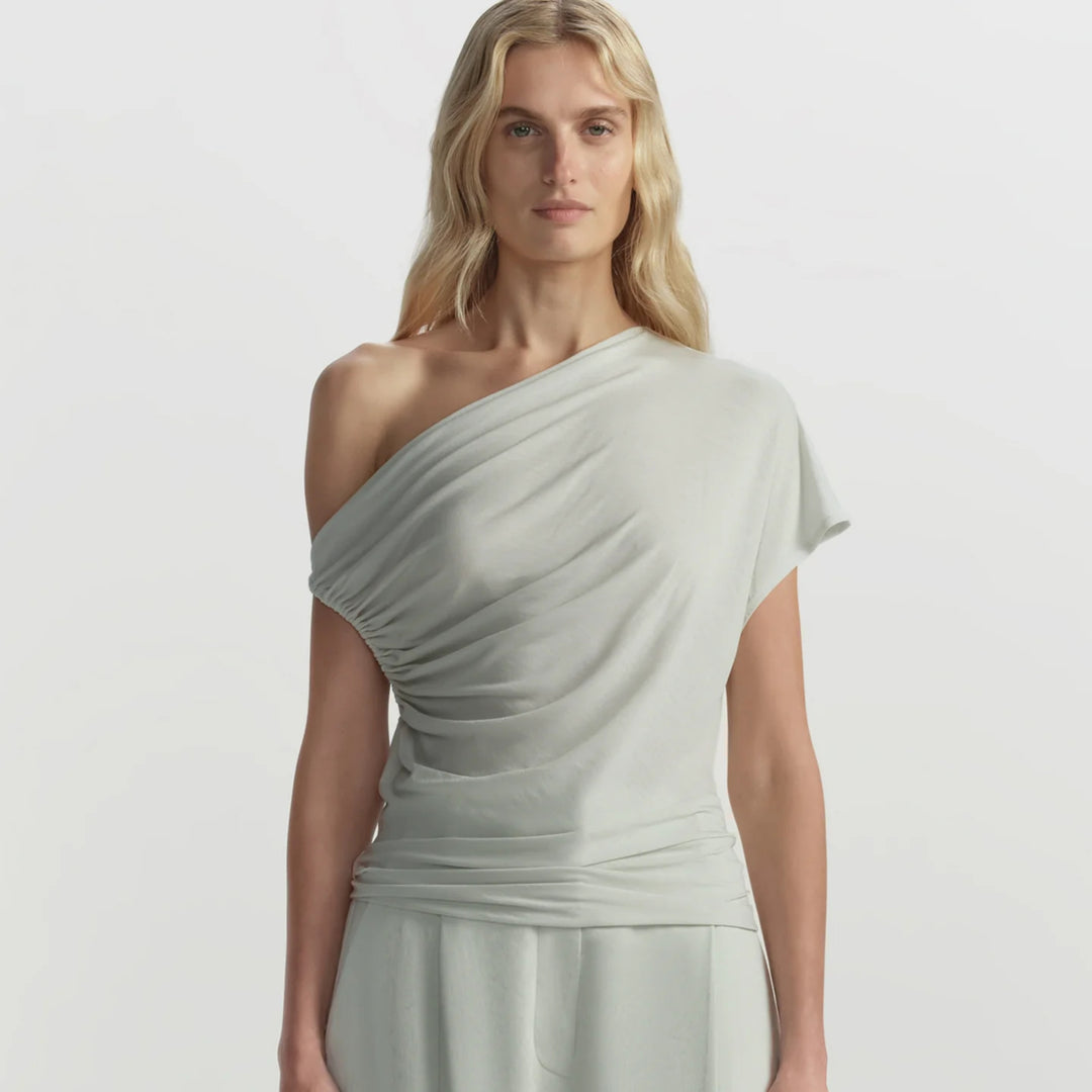 Halle One-Shoulder Tee in Mint