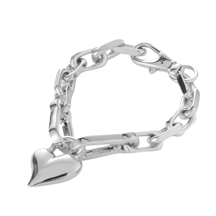 Padlock Heart Chain Bracelet - Silver