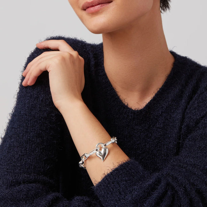 Padlock Heart Chain Bracelet - Silver