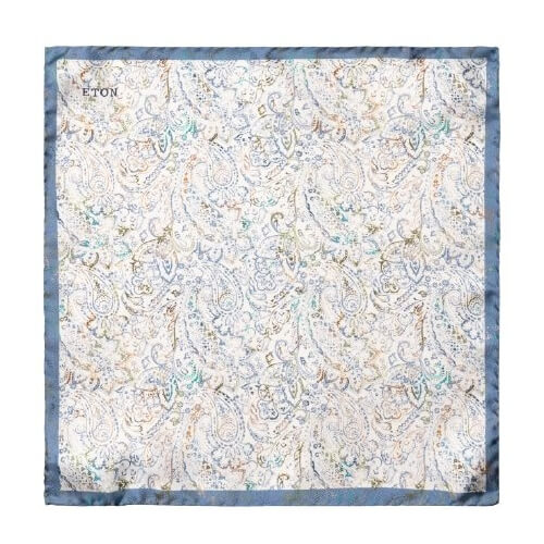 White Paisley Silk Pocket Square