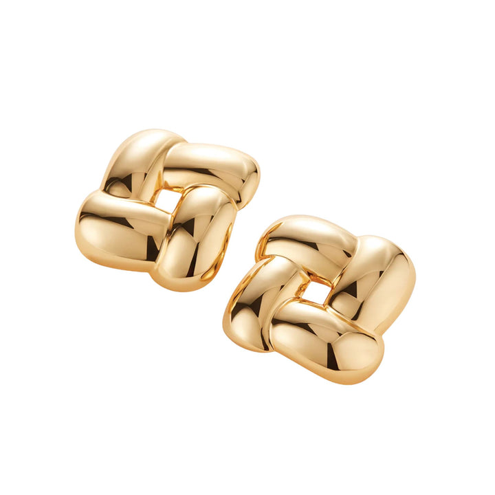 Mega Woven Square Earrings - Gold