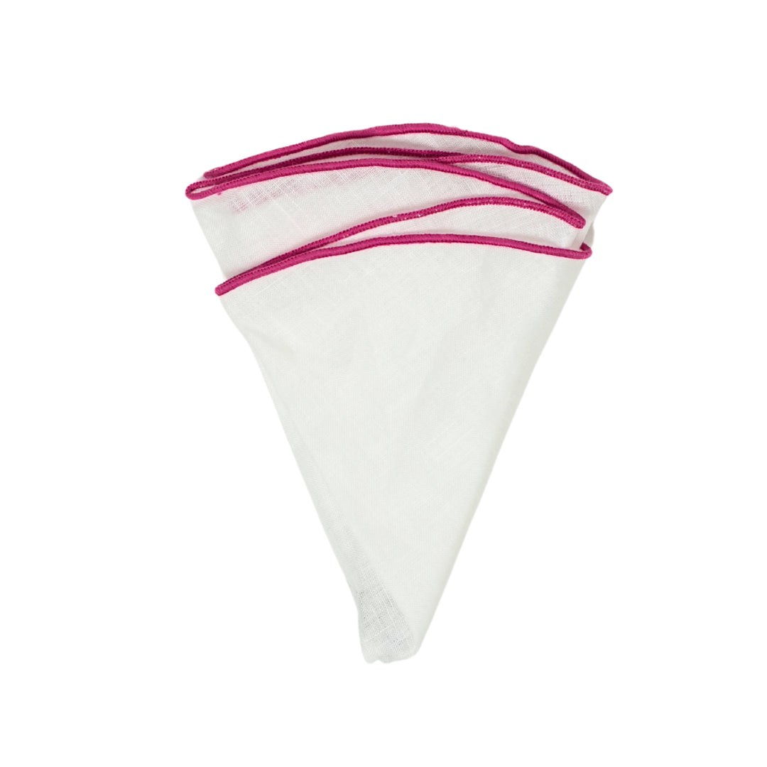 Pocket Circle in White with Hot Pink Trim